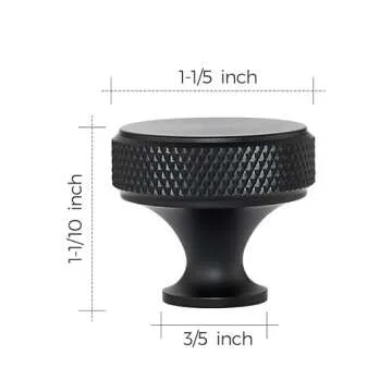 Ravinte 30 Pack Round Matte Black Knobs Knurled Single Hole Pulls Solid Black Kitchen Cabinet Hardware Handles for Drawers