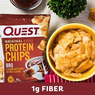 Quest Nutrition BBQ Protein Chips, 19g Protein, 4g Net Carb, Low Carb, Gluten Free, 1.1 oz (Pack of 12)