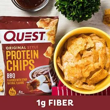 Quest Nutrition BBQ Protein Chips, 19g Protein, 4g Net Carb, Low Carb, Gluten Free, 1.1 oz (Pack of 12)