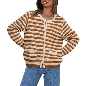 LILLUSORY Women's Cable Knit Cardigan Sweater - Cozy Stylish Fall Fashion
