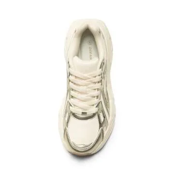 DREAM PAIRS Women's Platform Chunky Liv Fashion Sneakers Walking Lace-Up Comfortable Y2K-Style Sneakers Workout Sport Work Casual Tennis Shoes,Size 8,Champagne,SDFN2436W