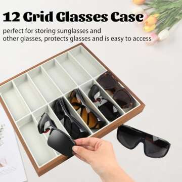 Homeanda Wooden Sunglasses Organizer - 12 Grid Elegance