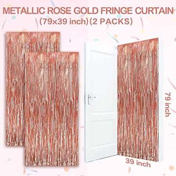 Bachelorette Party Decorations, Bridal Shower Decorations Supplies Bride to Be Balloons Rose Gold Bridal Foil Curtain Backdrop (Give Balloon Pump and Temporary Tattoos)