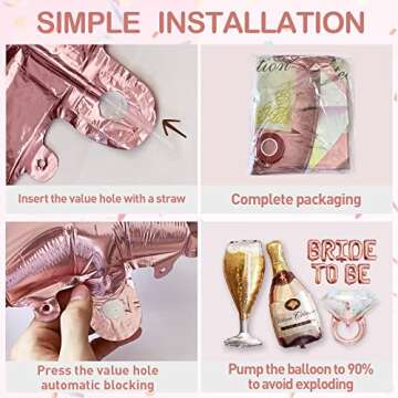 Bachelorette Party Decorations, Bridal Shower Decorations Supplies Bride to Be Balloons Rose Gold Bridal Foil Curtain Backdrop (Give Balloon Pump and Temporary Tattoos)