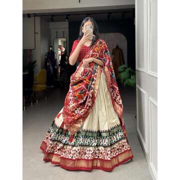 MR CREATION Indian Wedding Style Navratri Lehenga Choli For Women Party Wear with Dupatta (WHITE, X-...