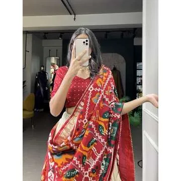 MR CREATION Indian Wedding Style Navratri Lehenga Choli For Women Party Wear with Dupatta (WHITE, X-SMALL)