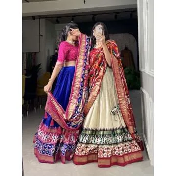 MR CREATION Indian Wedding Style Navratri Lehenga Choli For Women Party Wear with Dupatta (WHITE, X-SMALL)