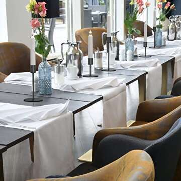 smtyle Black Candlestick Holders Taper Metal Candle Holders for Wedding Table Certerpieces Dinner Party Set of 5 Candle Stand with Mirror Drip Tray