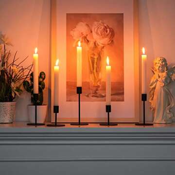 smtyle Black Candlestick Holders Taper Metal Candle Holders for Wedding Table Certerpieces Dinner Party Set of 5 Candle Stand with Mirror Drip Tray