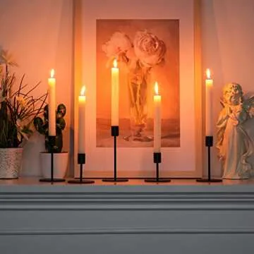 smtyle Black Candlestick Holders Taper Metal Candle Holders for Wedding Table Certerpieces Dinner Party Set of 5 Candle Stand with Mirror Drip Tray