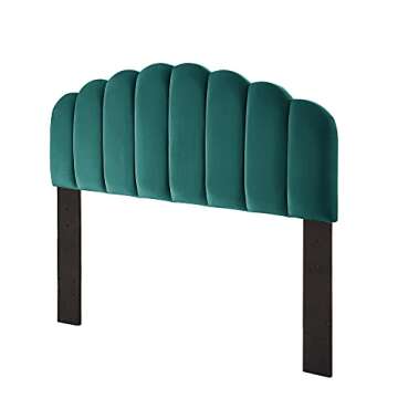 Teal Tufted Velvet Upholstered Headboard for Queen Full Size