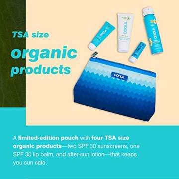 COOLA Organic Sunscreen and Lip Balm SPF 30 Sun Protection Kit, Dermatologist Tested and TSA Approved, Vegan and Gluten Free, 4 Items Total