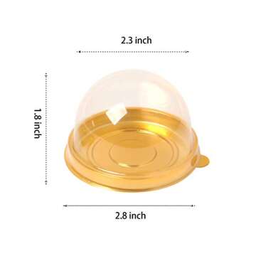HAPY SHOP 60 Pcs Clear Plastic Mini Cake Box, 2 Inch Cupcake Container with Clear Dome Plastic Muffi...