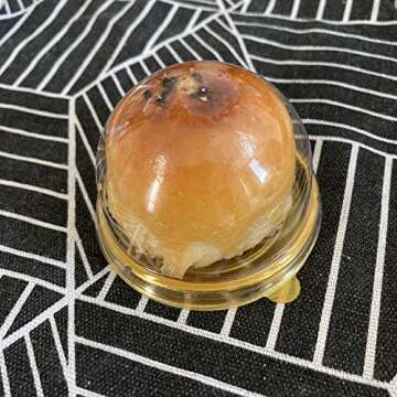 HAPY SHOP 60 Pcs Clear Plastic Mini Cake Box, 2 Inch Cupcake Container with Clear Dome Plastic Muffins Cheese Pastry Dessert Mooncake Display Holder for Wedding Birthday Party (Gold)