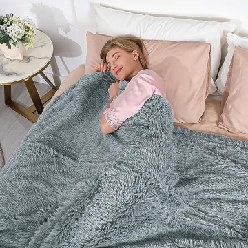 Tuddrom Extra Soft Faux Fur Blanket 70x78 Gray Blue