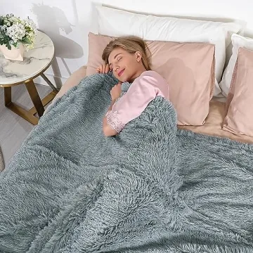 Tuddrom Extra Soft Faux Fur Blanket 70x78 Gray Blue