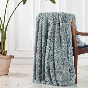 Tuddrom Extra Soft Faux Fur Blanket 70x78 Gray Blue