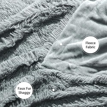 Tuddrom Extra Soft Faux Fur Blanket 70x78 Gray Blue