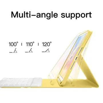 GUDOU Bluetooth Keyboard Smart Case for iPad 7th/8th/9th Generation 10.2 inch,Detachable iPad Keyboard Case with Pencil Holder,Auto Sleep/Wake (Yellow)