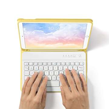 GUDOU Bluetooth Keyboard Smart Case for iPad 7th/8th/9th Generation 10.2 inch,Detachable iPad Keyboard Case with Pencil Holder,Auto Sleep/Wake (Yellow)