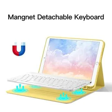 GUDOU Bluetooth Keyboard Smart Case for iPad 7th/8th/9th Generation 10.2 inch,Detachable iPad Keyboard Case with Pencil Holder,Auto Sleep/Wake (Yellow)