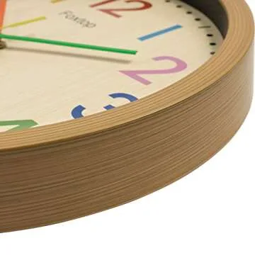 Foxtop Silent Kids Wall Clock 12 Inch Non-Ticking Battery Operated Colorful Childrens Clock for Classroom Playroom Nursery Bedrooms Kids Room School