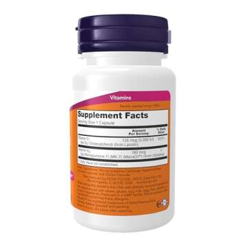 NOW Foods Supplements, Mega D-3 & MK-7 with Vitamins D-3 & K-2, 5,000 IU/180 mcg, Bone & Cardiovascu...