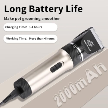 Low Noise Cordless Dog Grooming Clippers Rechargeable Pet Trimmer