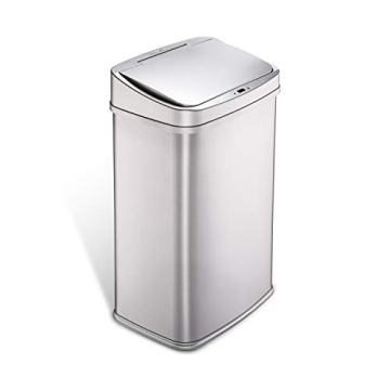 NINESTARS DZT-50-28SL Touchless Motion Sensor Trash Can with Stainless Steel Trim