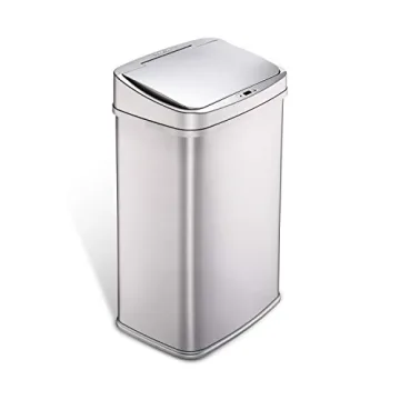 NINESTARS DZT-50-28SL Touchless Motion Sensor Trash Can with Stainless Steel Trim