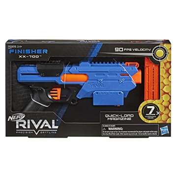 Nerf Rival Finisher XX-700 Blaster - Quick-Load Magazine, Spring Action, Includes 7 Official Rival R...