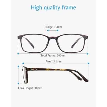ANRRI Blue Light Blocking Glasses Anti Eyestrain UV Filter Computer Game Eyeglasses Lightweight Tortoise Frame