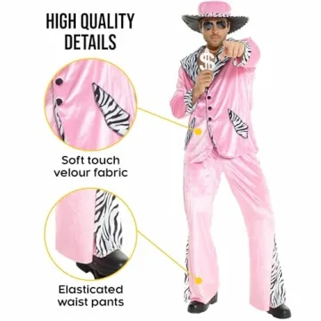 Morph Pink Pimp Costume Perfect for 70s Parties and Halloween