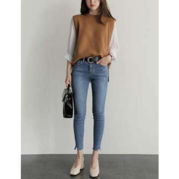 UANEO Women’s Stylish Knit Sweater Vest - Brown