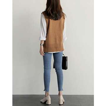 UANEO Women’s Stylish Knit Sweater Vest - Brown