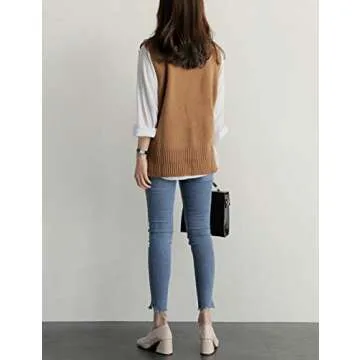 UANEO Women’s Stylish Knit Sweater Vest - Brown