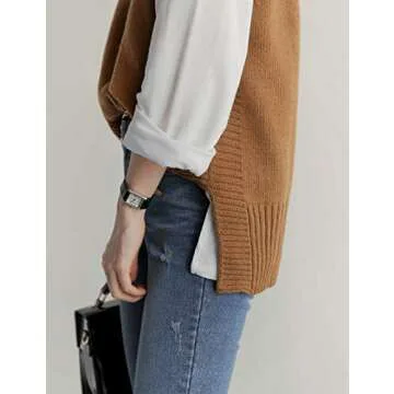 UANEO Women’s Stylish Knit Sweater Vest - Brown