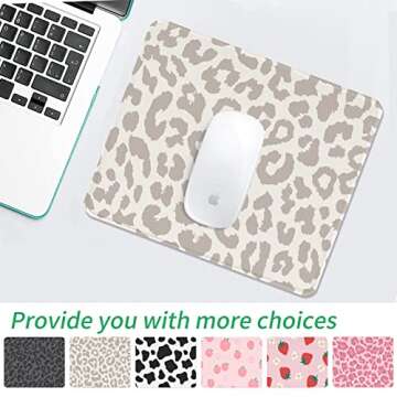 Seorsok Grey Leopard Mouse Mat Square Waterproof Non-Slip Rubber Base Mouse Pads for Office Laptop, 9.5"x7.8"x0.12" Inch