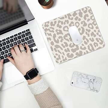 Seorsok Grey Leopard Mouse Mat Square Waterproof Non-Slip Rubber Base Mouse Pads for Office Laptop, 9.5"x7.8"x0.12" Inch
