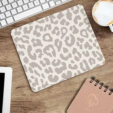 Seorsok Grey Leopard Mouse Mat Square Waterproof Non-Slip Rubber Base Mouse Pads for Office Laptop, 9.5"x7.8"x0.12" Inch