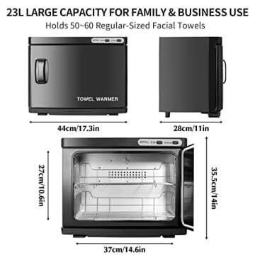 DEPFALL Hot Towel Warmer, Professional 23L Large Capacity Hot Towel Cabinet, 2-in-1 Spa Towel Warmers for Facials, Barber, Salon, Esthetician, Upgrade Fast Heating Aluminum Interior, Black