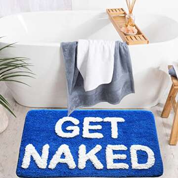 Evovee Get Naked Bath Mat Funny Cute Bathroom Rugs Get Naked Rug Shower Funny Bathroom Decor Fun Cut...