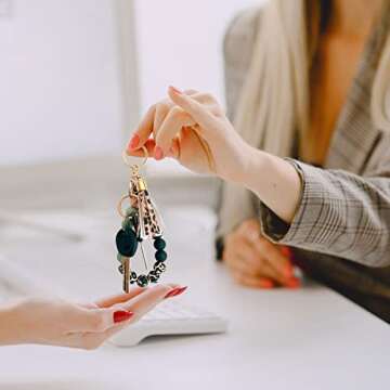 Alysha 2PCS Silicone Beaded Bracelet Keychain - Stylish & Functional Wristlet