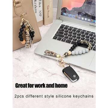 Alysha Silicone Beaded Bracelet Keychain - Stylish Accessory for Women
