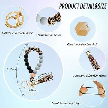 Alysha Silicone Beaded Bracelet Keychain - Stylish Accessory for Women