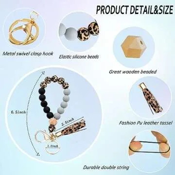 Alysha Silicone Beaded Bracelet Keychain - Stylish Accessory for Women