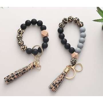 Alysha Silicone Beaded Bracelet Keychain - Stylish Accessory for Women