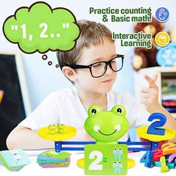 CozyBomB™ Homeschool Kindergarten Frog Scale Cards Balance Board Game - Preschool Math Learning Stem Montessori Toys Educational Gifts for Boy Girl Ages 3 4 5 6 Year Old Birthdays Christmas Holidays