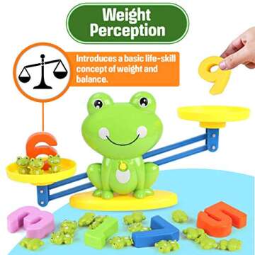 CozyBomB™ Homeschool Kindergarten Frog Scale Cards Balance Board Game - Preschool Math Learning Stem Montessori Toys Educational Gifts for Boy Girl Ages 3 4 5 6 Year Old Birthdays Christmas Holidays