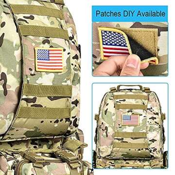 CVLIFE Tactical Backpack Military Army Rucksack 60L Large Assault Pack Detachable Molle Bag